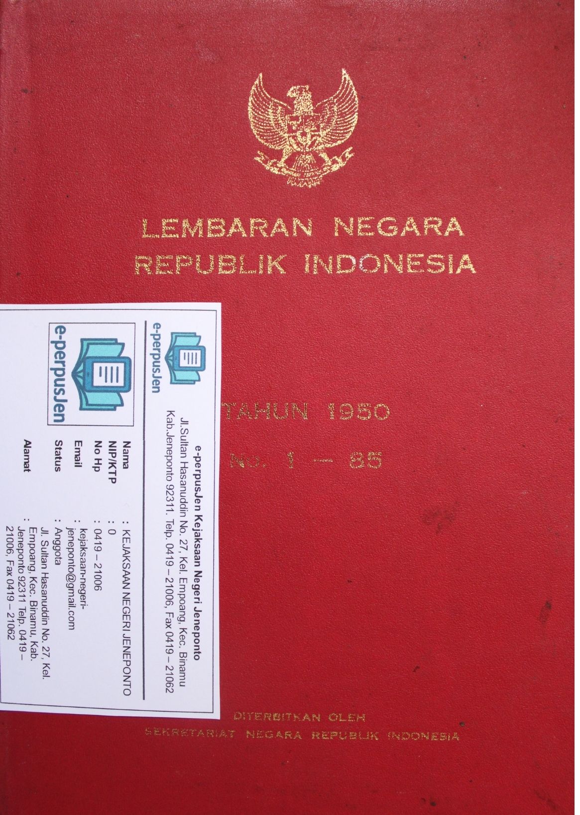 Lembaga Negara RI No Urut 1-85